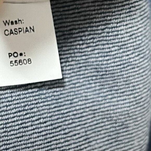 Reformation Jeans Amory Denim Midi Dress Size 10 Caspian Blue Raw Hem NEW - Picture 10 of 10